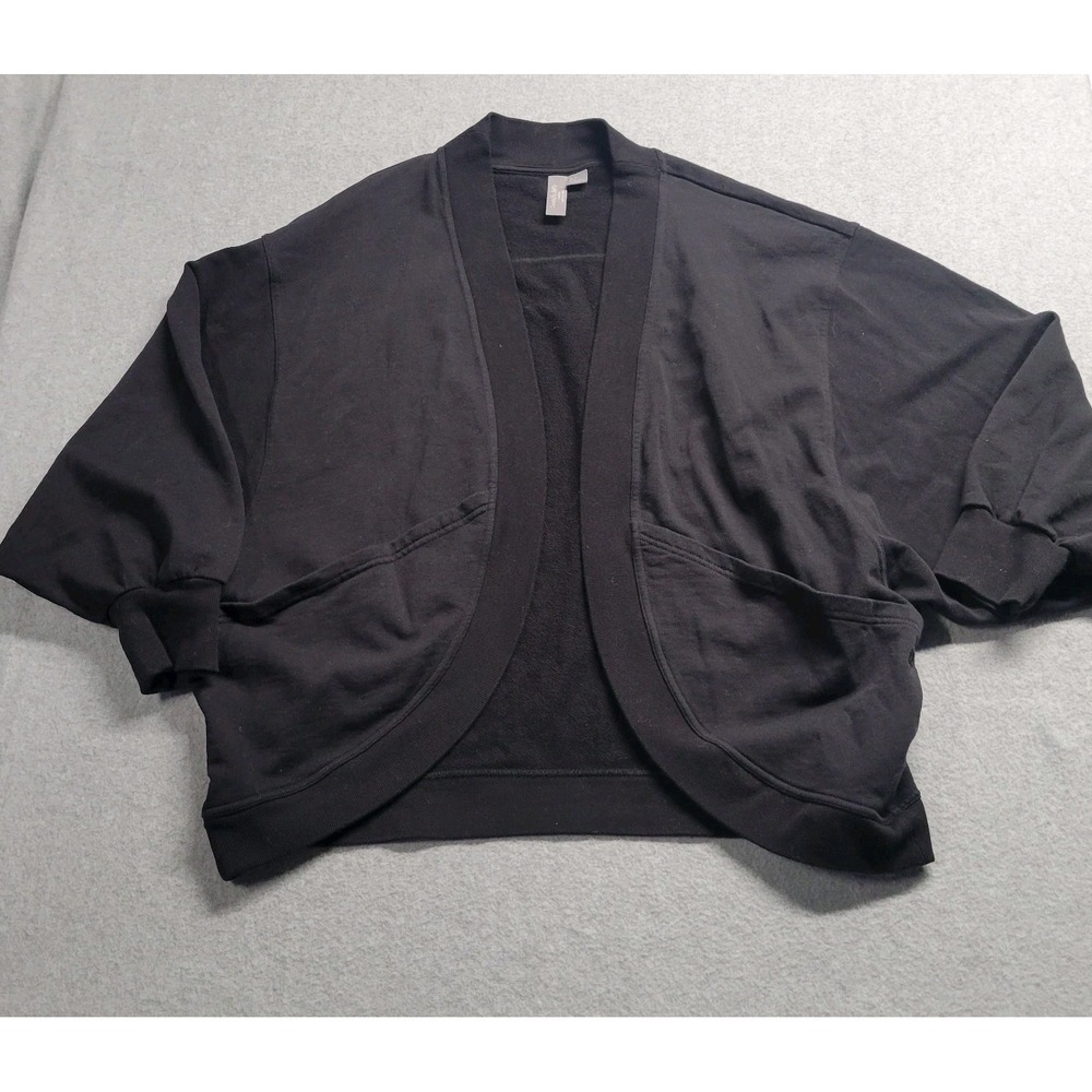 Sweaty Betty‎ Restful Fleece Cardigan Black Open Front Wrap Sweater Small SB8086